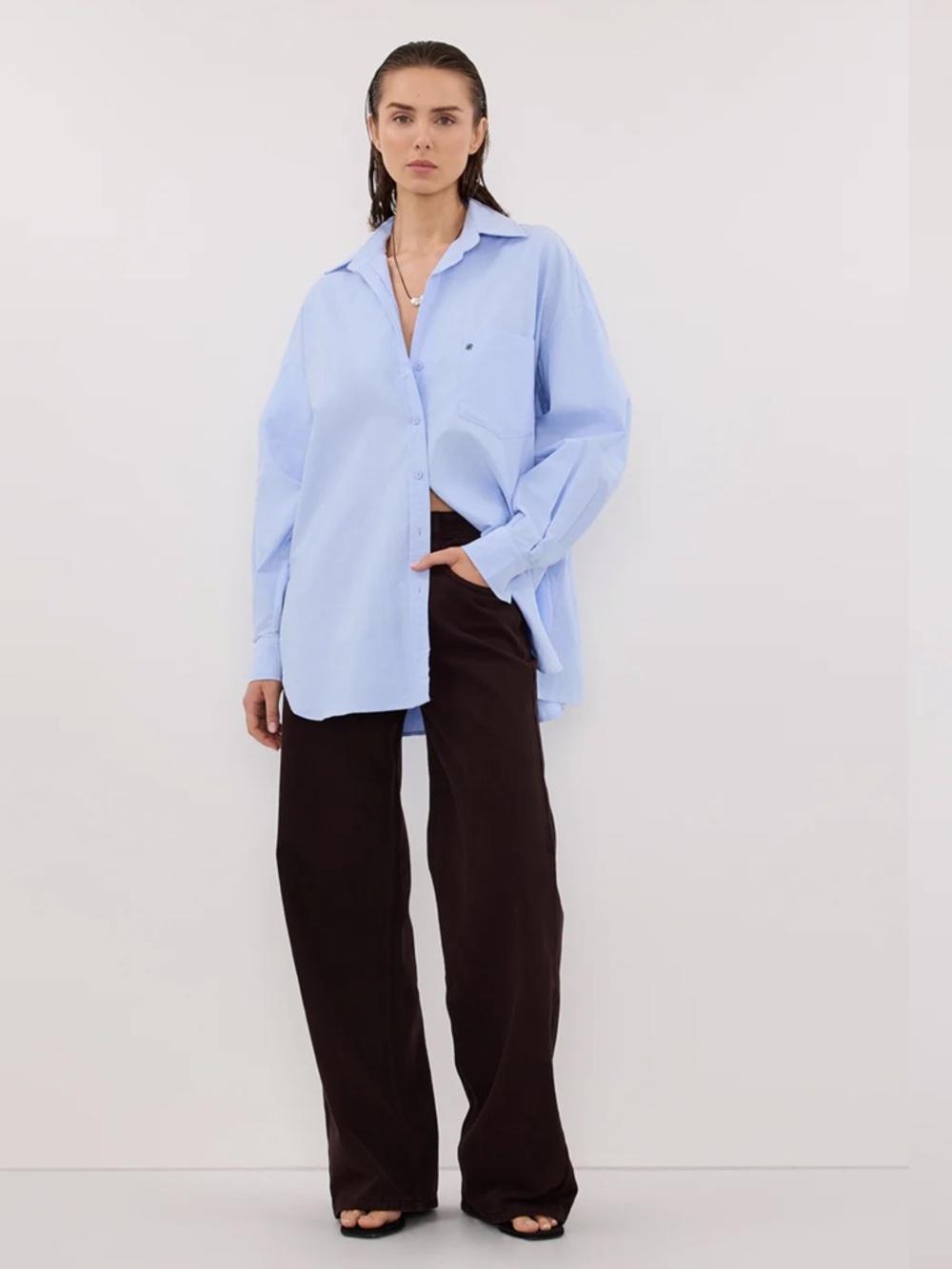 Dissh Rhea Blue Oversized Cotton Shirt